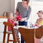 Wooden High Chair for Toddlers, Adjustable Dining Feeding Chair with Removable Cushion for Child, High Chair Grows with Your Kid with Steps for Kids Dining, Studying, Step Tool(Nut-Brown)