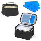 PIIOSER Breast Milk Cooler Bag with 2 Ice Pack, Fit 6 Freezer Breastmilk Storage Bags Up to 8Oz, Insulated Baby Bottles Tote Bag for Daycare and Breastfeeding Mom, Black