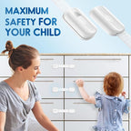 10 Pack Cabinet Locks Baby Proofing, SOGUDE Child Proof Cabinet Locks with 3M Adhesive Child Safety Locks for Refrigerator, Doors, Drawer Locks No Drilling, Cabinet Locks for Babies- White