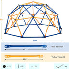 JAXPETY 10 FT Climbing Dome, Toddler Outdoor Climbing Toys, Kids Jungle Gym for Backyard, Playground Doorway Geometric Dome for Kids 8-12 Climber, Metal Outside Climbing Gym, Capacity 500 Lbs