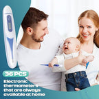 TrelaCo 36 Pcs Thermometer for Adults Digital Oral Thermometer for Fever Basal Body Fast Reading Flexible Tip for Underarm Rectal Mouth Temperature Measurement (Blue)