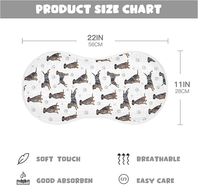 4 Pack Muslin Burp Cloths Great Dane Dogs White Cotton Baby Burp Cloths Ultra Absorbent and Soft Burping Cloth for Newborn Babies Boys Girls 22x11 Inch