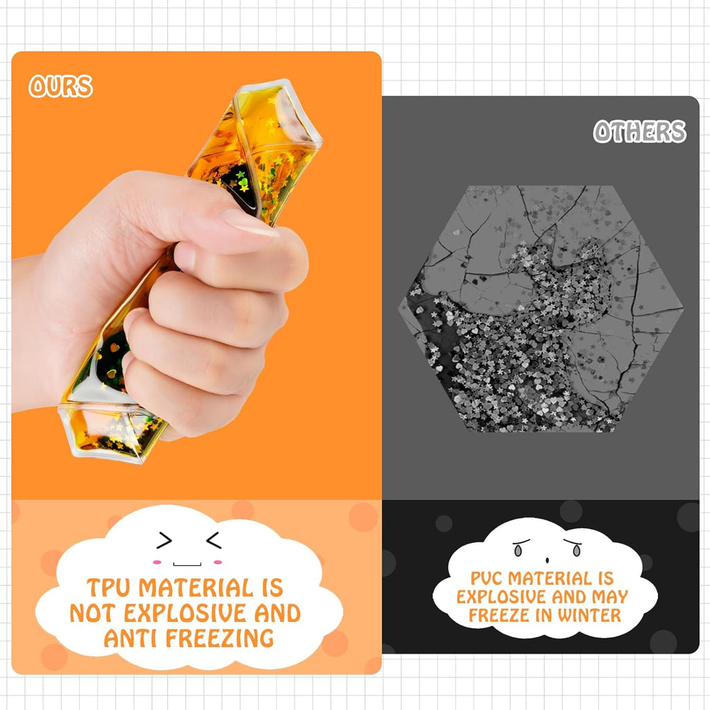 Sensory Soft Gel Liquid Toys: Sensory Fidget Hexagon Liquid Motion Toys Autism Kids Sensory Toys 6 Pack