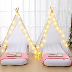 Windyun 4 Pack Kids Teepee Tent for Slumber Party with Mattress and Lights, Sleepover Tents for Girls Boys Indoor Outdoor Cotton Teepee for Kids with Airbed Tray Blanket Birthday Party Supplies(White)