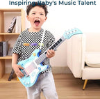 Kids Toddler Baby Childrens Electric Toy Guitar with Strap Ideal for 3 4 5 7 8 Year Old Boys Girls Gifts(Blue)