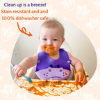 Silly Goose Set of 2 Silicone Animal Baby Bibs for Babies and Toddlers, Waterproof, Adjustable, Soft, Extra Wide Food Catcher Pocket (2PK Hippo+Bear)