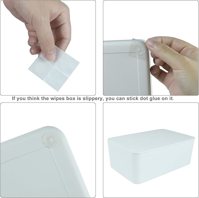 Diaper Wipes Dispenser, Tissue Storage Box Case, Wet Wipe Dispenser Holder with Lid for Home, Office, Cars (White)