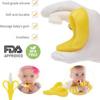 Banana Teether, Soothing Pain Relief Soft Silicone Train Baby Toothbrush, Teething Toys for Babies, Toddlers, Infants, BPA Free for Oral Hygiene, Food Grade, Soothes Babies Sore Gums