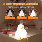 Cute Duck Night Light for Baby, Kids, Toddler, Ambient Nursery Nightlight, Soothing Lamp 3 Level Dimmable, Sleeping Accompanion for Bedroom Bedside, Rechargeable Battery, 30 Min Timer Off