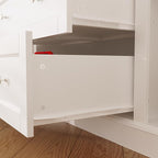 WOODTIME 78.7" Tall Changing Table Dresser with Drawers, Open Shelves and Doors, Multi-Functional Baby Nursery Dresser with Changing Table Top, Versatile Storage Cabinet for Nursery, White