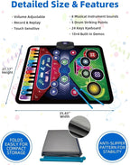 SUNLIN 2-in-1 Music Jam Mat, Music Learning Toy for Boys Girls 3-6, Drum Set + Piano Mat, Toddler Birthday Gift 3 4 5 6 Years, Record & Playback, Built-in Songs, 8 Instrument Sounds, Volume Control