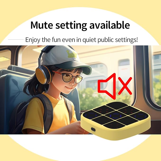 Tic-Tac-Toe Bolt Game, 4-in-1 Handheld Puzzle Game Console, Electronic Tic-Tac-Toe Toy, Educational and Memory Growth, Portable Travel Games for Car Ride, Board Games for Kids and Adults (Yellow)