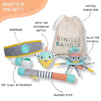 DINGLE DANGLE - Baby Gift Set - 3 in 1 Diaper Changing Helper Headband, Baby Mobile, & Sensory Rattle; Newborn Essentials Must Haves - Great Baby Registry or Shower Gift - Featured on Shark Tank