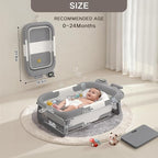Collapsible Baby Bathtub for Newborn to Toddler (0-24 Months), Portable Baby Bath Tub for Travel, Newborn Bathtub with Soft and Supportive Cushion (Astronaut-Gray)
