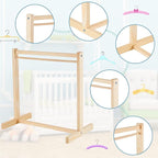Civaner 22 Pcs Doll Garment Rack with Wooden Clothes Hanger for 18 Inch Girl Doll Clothes Mini Hangers Wardrobe Furniture Accessories for Dollhouse Baby Shower Supplies (Wood,White)