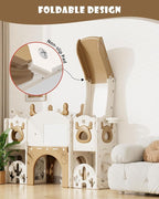 XJD 13 in 1 Toddler Slide Set, Kids Slide for Toddlers Age 1+, New Upgrade with Golf Set, Basketball Hoop, Drawing Board for Indoor Outdoor Playset,Toddler Playground (Brown)