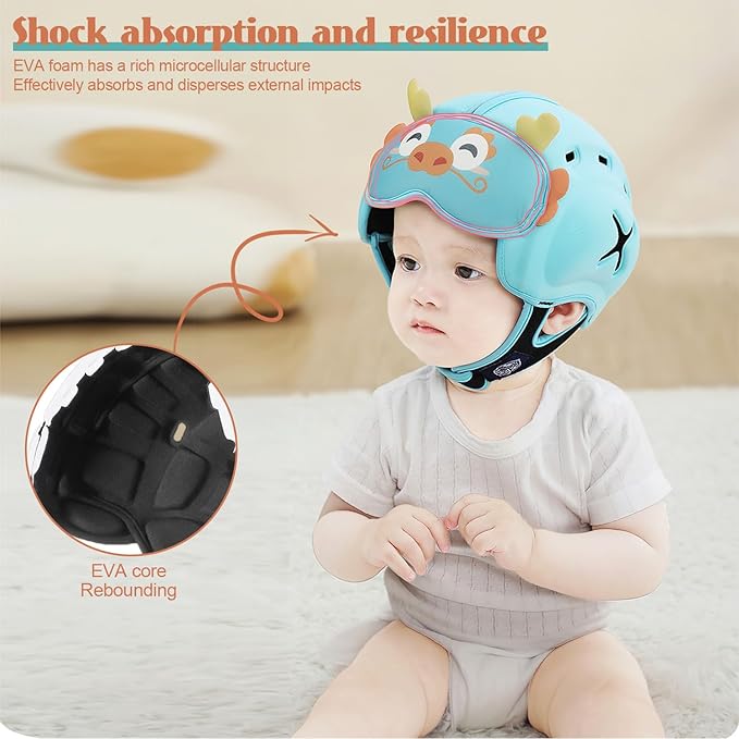 MamboBaby Safety Helmet for Crawling & Walking - Ultra Lightweight Adjustable Infant Head Protector 10-24 Months, Breathable Anti-Collision Soft Helmet with Secure Fit Design