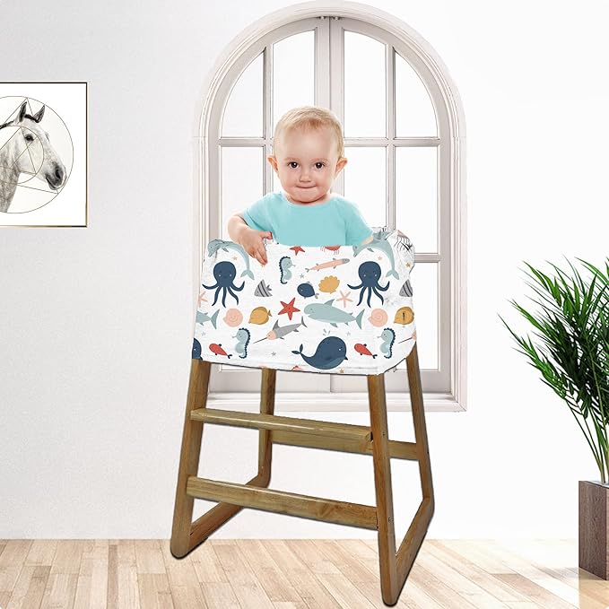 Carseat Cover Boy and Girls - Multi-use Nursing Car Seat Canopy Cover for Breastfeeding, Infant Stroller Cover, High Chair Cover (Cute Fish)