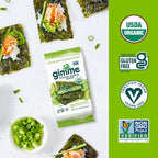 Gimme Seaweed Organic Premium Roasted Seaweed Snacks, Sea Salt & Avocado Oil, 20 Count, Keto, Vegan, Gluten-Free, Great Source of Omega3s and Iodine, Healthy On-The-Go Snack for Kids and Adults