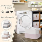 COMFY-HOMI 3PACK Cotton Rope Square baske with Handles for Shelves|Dog Toy baske Bin and Storage|Baby baske for Gift|Shoe baske for Organizing|13.5" x 11" x 9.5" for Living Room（White/Pink）