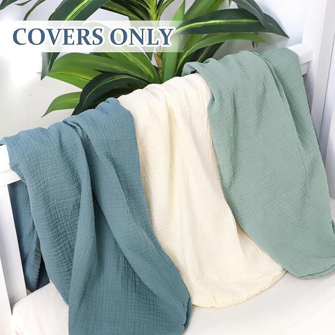 Muslin Baby Lounger Cover Soft Organic Cotton Slipcover Fits Newborn Lounger for Baby Boys and Girls (Blue)