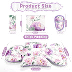 Infant Car Seat Insert, Soft Baby Car Seat Head & Body Support for Girl Boy, Reversible Newborn Preemie Carseat Insert Cushion with 3 Straps Pads Fits CarSeat, Stroller, Swing, Bouncer, Purple Floral