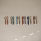 mushie Silicone First Feeding Baby Spoons | 2 Pack (Powder Blue/Shifting Sand)