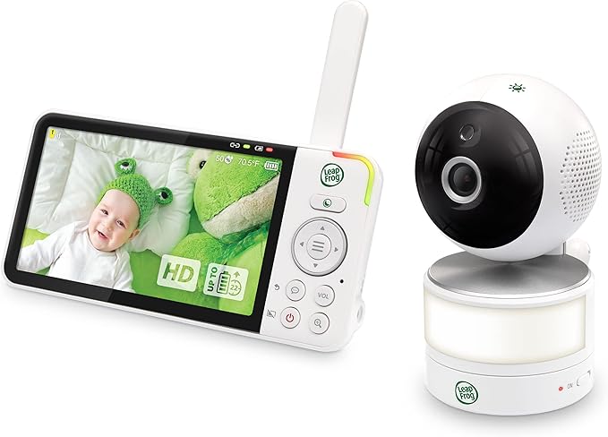 LeapFrog LF915HD Baby Monitor, 5” 720p Screen, 360° Pan & Tilt with 8X Zoom Camera, Color Night Vision, Night Light, Two-Way Intercom, Secure Transmission No WiFi
