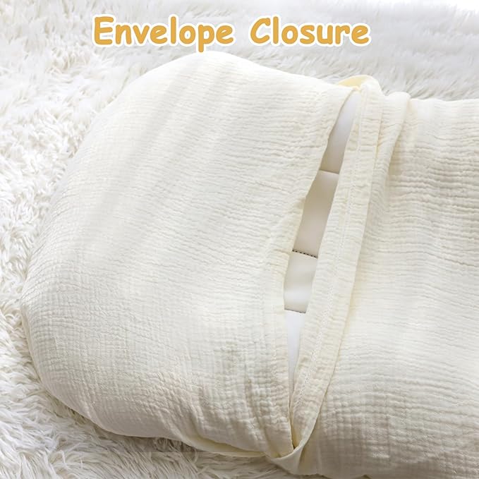 Hooyax Baby Lounger Cover 2 Pack - 100% Muslin Cotton Newborn Lounger Pillow Covers Only, Soft Breathable Infant Lounger Cover with Reinforced Stitching, Fits Most Standard Baby Loungers (Grey Cream)