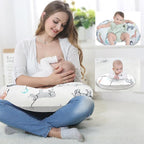 LAT Nursing Pillow for Breastfeeding with Removable Minky Cover,Ergonomic Breast Feeding Pillows for Mom and Baby,Machine Washable(Gray+Elephant)