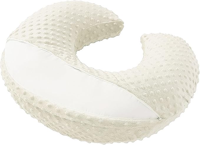 Nursing Pillow and Positioner Breastfeeding and Bottle Feeding, Propping Baby, Tummy Time, Sitting Support, with Removable Dots Cover, for Baby Boy Baby Girl（Pristine）