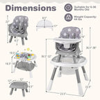 BABY JOY 16 in 1 High Chair, Convertible Baby Highchair for Babies and Toddlers with Activity Center, Booster Seat, Building Block Table, Toddler Chair with Safety Harness, Removable Tray (Gray)