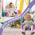 2 in 1 Toddler Swing & Baby Jumper, Foldable Baby Bouncer with Soft Cushion, Foldable Indoor & Outdoor Use, Easy to Install & Store Swing Sets for Backyard Play (Pink)