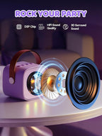 YLL Mini Karaoke Machine for Kids Adults: Portable Loud Speaker with 3 Wireless Microphones -Most Popular Birthday Party Gifts for Girls Boys 3, 4, 5, 6, 7, 8, 9, 10,11+ Year Old Toys (Purple-3 Mics)
