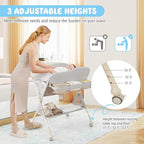 BABY JOY Portable Baby Changing Table, Foldable Diaper Changing Station w/Wheels, Adjustable Height, Large Storage Rack, Water Basin, Safety Belt, Mobile Nursery Organizer for Newborn Infant (Gray)