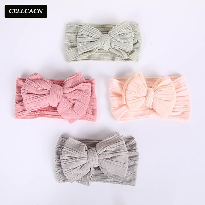 Baby Bows Headbands Nylon Hairbands Baby Girl Bows Hair Accessories for Infant Toddler Essentials (8Color-green, mid)