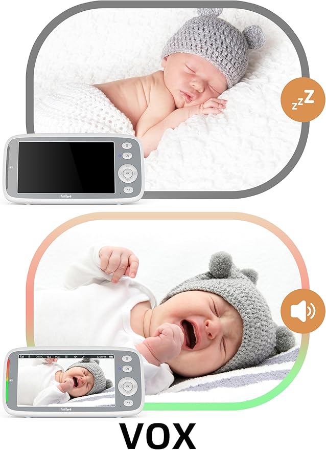 TakTark Baby Monitor, 5" 720P HD Baby Camera with IPS Screen, Remote Pan & Tilt, 2 Way Audio, Night Vision, Digital Zoom, VOX Sound Detection, Ideal for New Parent