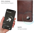 Polare Luxury RFID Blocking Leather Passport Holder Travel Wallet For Men and Women (Coffee with AirTag Slot)