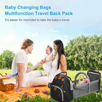 Jeryswet Baby Diaper Bags with Changing Station, Waterproof Large Capacity Diaper Bag Backpack for Moms Dads with USB Charging Port and Stroller Straps, Baby Shower Gifts, Black