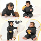 JiAmy Baby Snowsuit Newborn Winter Clothes Coat Romper Windproof Fleece Hat Zipper Baby Bear Outfit