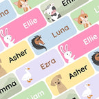 Personalized Name Labels for Kids (120) – Custom Waterproof & Durable Stickers for Clothing, Daycare, Office & School Supplies - Animals