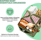 Large Diaper Caddy Organizer with Dividers - Baby Basket for Nursery and Changing Table - Portable Storage with Strong Handles for Diapers, Wipes and Newborn Essentials