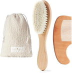 MYZI Baby Hair Brush Set – Baby Brush and Comb Set Newborn, Baby Comb and Brush Set Boy and Girl, Newborn Hair Brush and Newborn Comb - Baby Gift Set