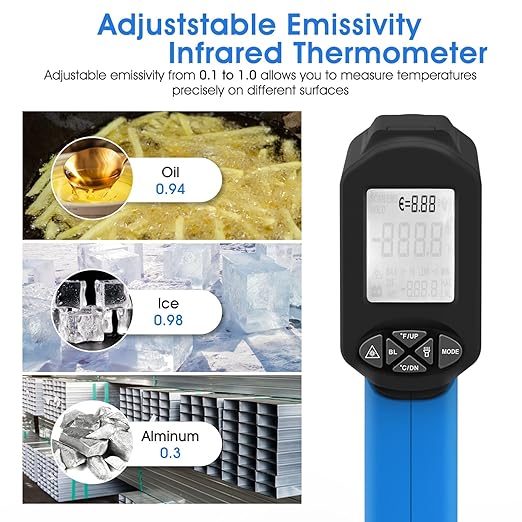 Infrared Thermometers, Laser Thermometer Gun, 50:1 Temperature Gun for -58℉~3416℉ Infrared Thermometer Gun for Cooking/Griddle/IR Thermometer Gun, Heat Laser Thermometer