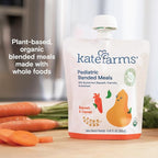 KATE FARMS Organic Pediatric Blended Meal, Squash and Carrot, 8g protein, organic whole foods, oral or tube feed nutrition, Gluten Free, Non-GMO, 8.45 oz (12 Pack)