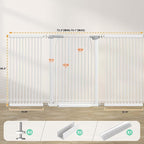 40.5" Extra Tall Baby Gate, 72.3"-74.1" Extra Wide Large Dog Pet Gate Indoor, Long Safety Child Gate for Stairs No Drill, Metal Auto Close Doggie Pet Gate for Doorway Stairs, White