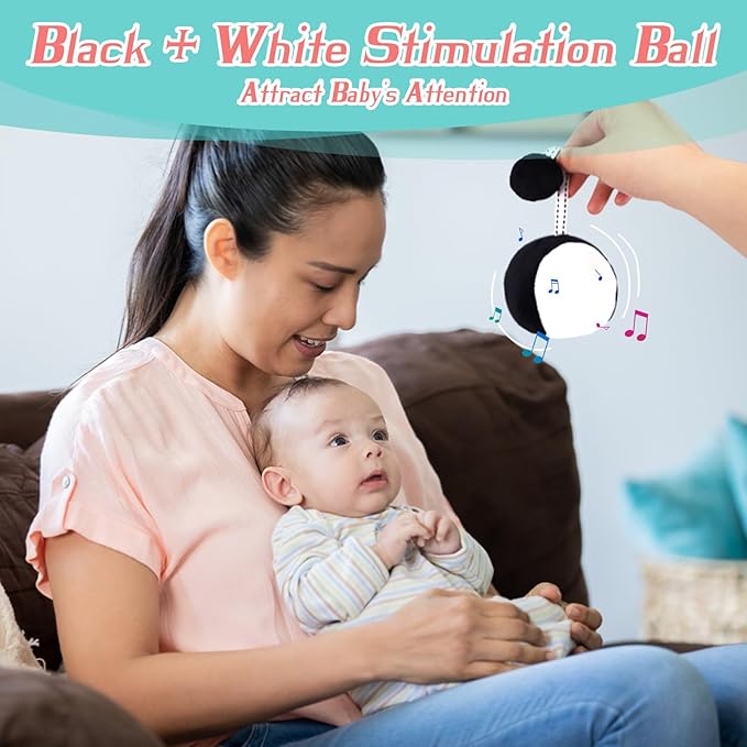 vocheer High Contrast Baby Toys for Newborn, 6 in 1 Black and White Sensory Baby Gift Set for 0-3 Months, 21pcs Montessori Early Educational Learning Kit