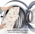 Little Grape Land Nursing Pillow Soft 100% Cotton Breastfeeding Pillow with Breathable Muslin Removable Cover, Wetland Wings Breast Feeding Pillows for Babies 0-12 Months with Protective Zipper