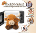 Cuckool Bull Stuffed Animals, Microwavable Stuffed Animals Adorable Fluffy Bull Plush for Warmth & Comfort, Heatable Coolable Lavender Scent Toys, Cute Soft Plushies Gift for Kids Boys Girls & Adults