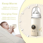 Portable Bottle Warmer for Breast Milk & Water, Portable Milk Warmer for Travel Portable Bottle Warmer with Fast Heating & Long Battery Life to Meet Your All-Day Needs (8000 mAh)